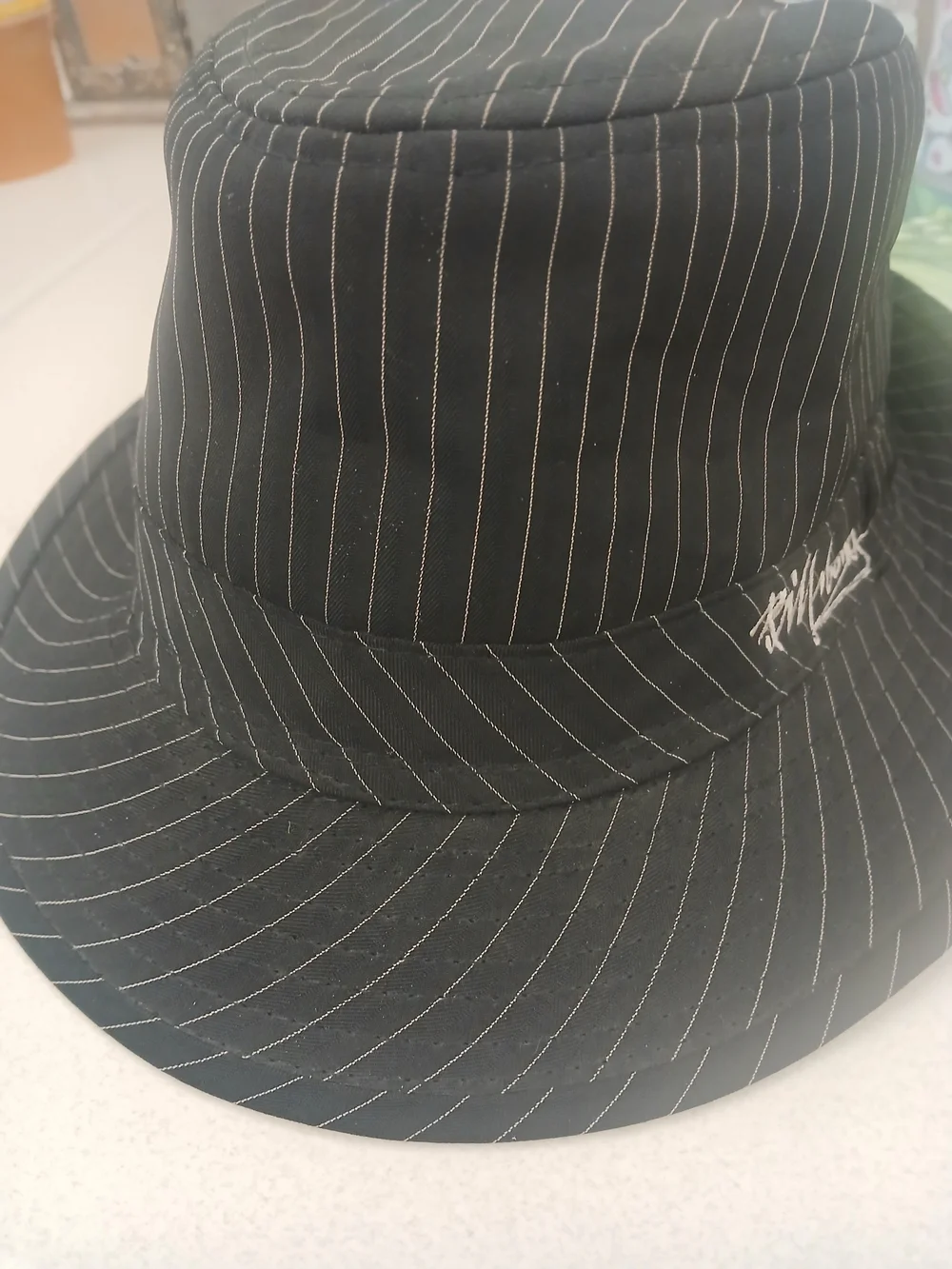 Billabong Black Pinstripe Bucket Hat with White Stitching